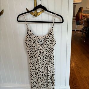 Moon River mini dot print faux wrap dress. Size large